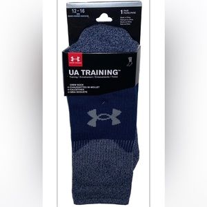 Under Armour UA Training Cushion Crew Socks 1 Pair Men’s 12-16 Blue Gray w/ Logo